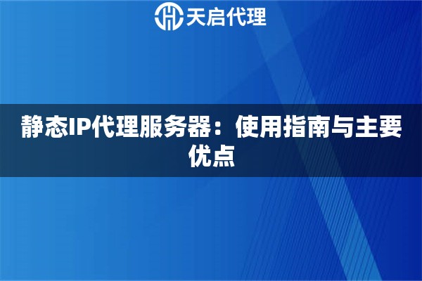 静态IP代理服务器：使用指南与主要优点