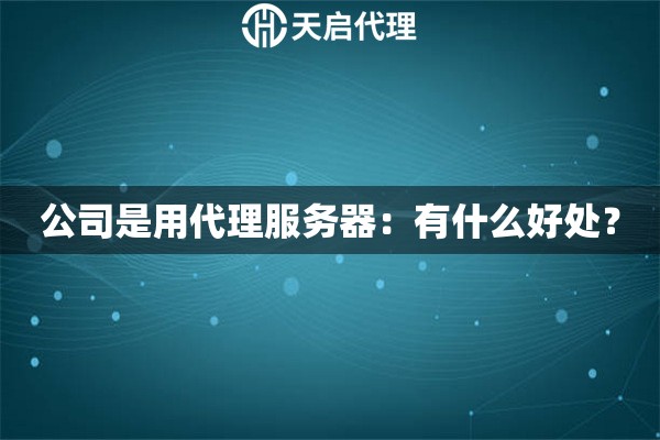 公司是用代理服务器：有什么好处？