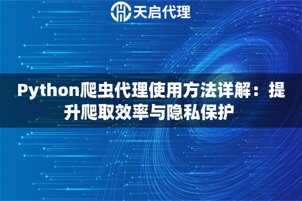 Python爬虫代理使用方法详解：提升爬取效率与隐私保护 