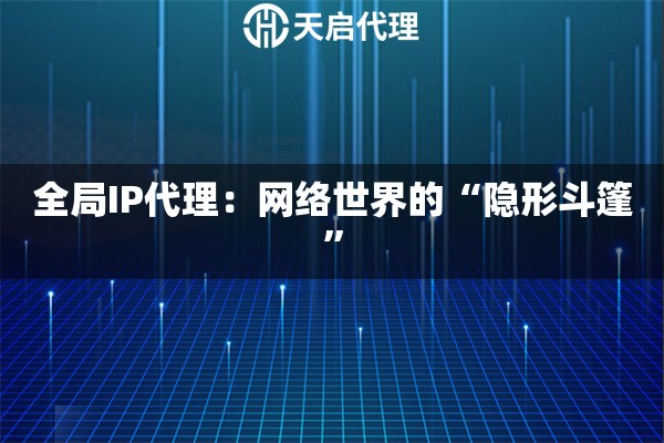 全局IP代理：网络世界的“隐形斗篷”