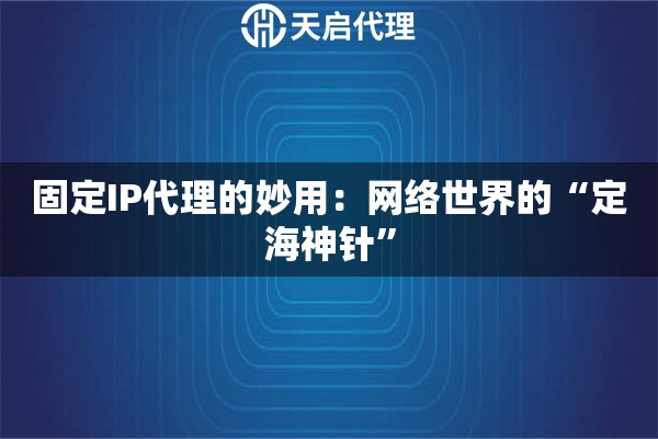 固定IP代理的妙用：网络世界的“定海神针”