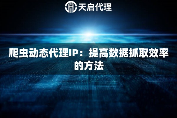 爬虫动态代理IP：提高数据抓取效率的方法