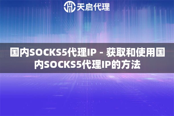 国内SOCKS5代理IP - 获取和使用国内SOCKS5代理IP的方法