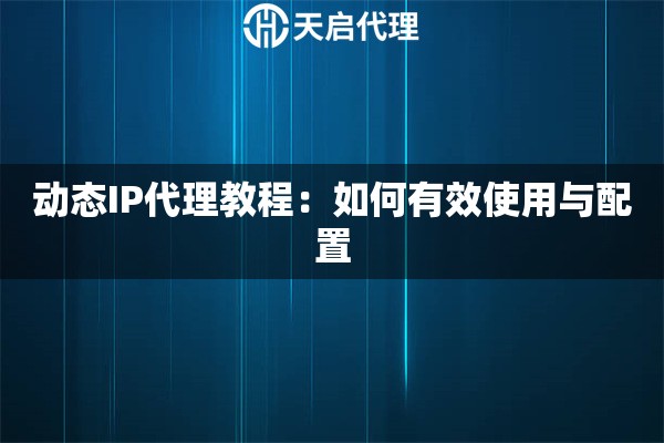 动态IP代理教程：如何有效使用与配置