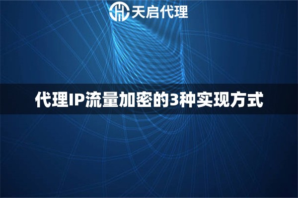 代理IP流量加密的3种实现方式