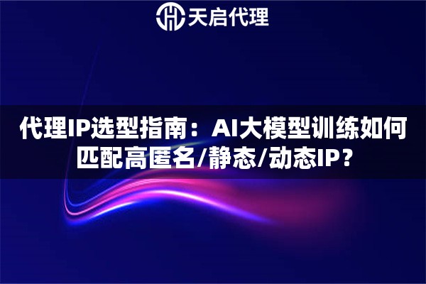 代理IP选型指南：AI大模型训练如何匹配高匿名/静态/动态IP？