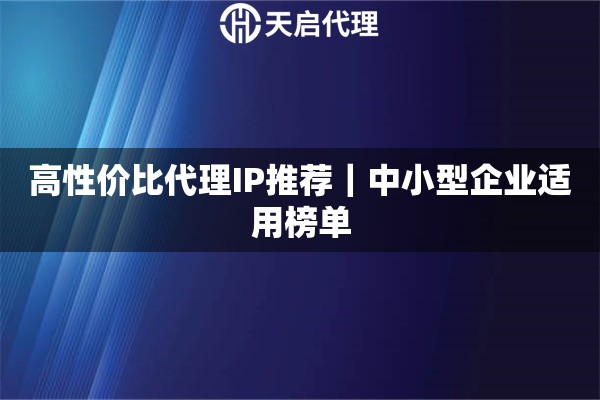 高性价比代理IP推荐｜中小型企业适用榜单