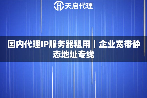 国内代理IP服务器租用｜企业宽带静态地址专线