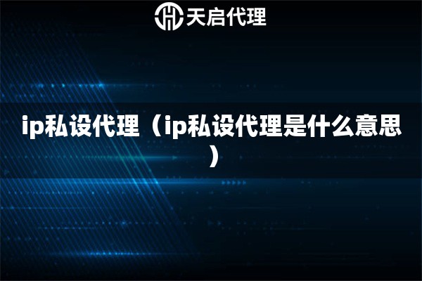 ip私设代理（ip私设代理是什么意思）