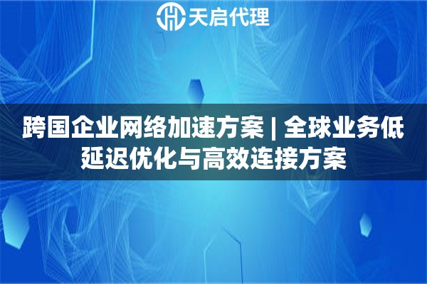 跨国企业网络加速方案 | 全球业务低延迟优化与高效连接方案