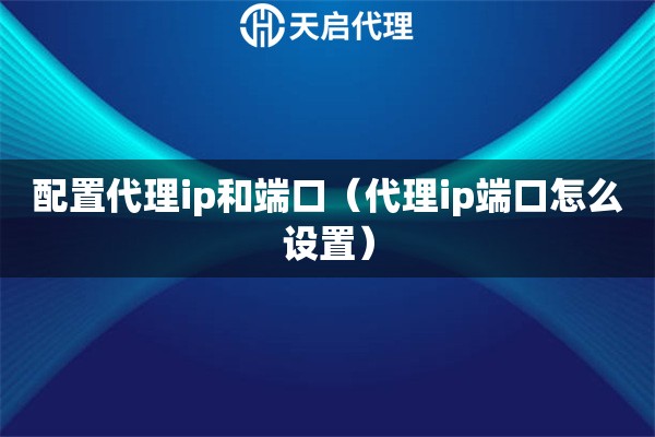 配置代理ip和端口（代理ip端口怎么设置）