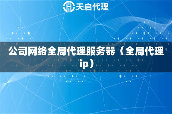 公司网络全局代理服务器（全局代理ip）