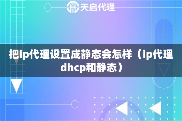 把ip代理设置成静态会怎样（ip代理dhcp和静态）