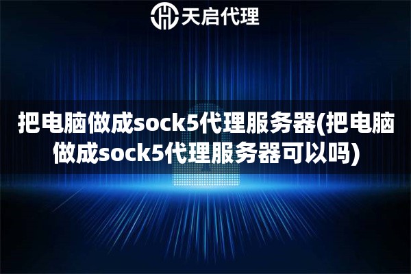 把电脑做成sock5代理服务器(把电脑做成sock5代理服务器可以吗)