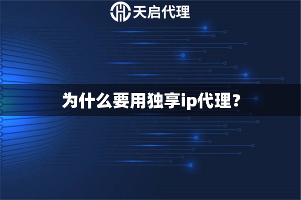 为什么要用独享ip代理？